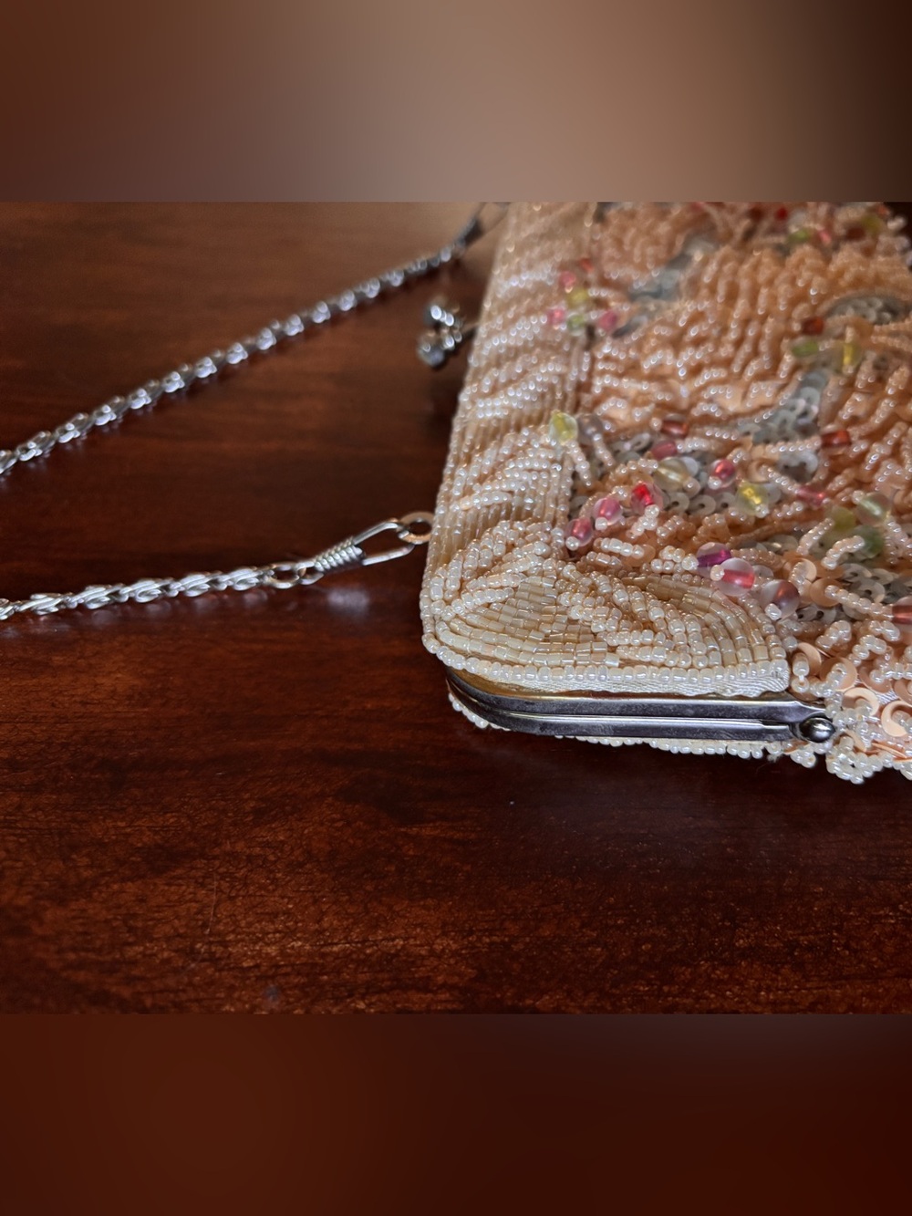 Vintage Beaded Evening Bag Clutch Purse Multi Color Sequins - Picture 5 of 17